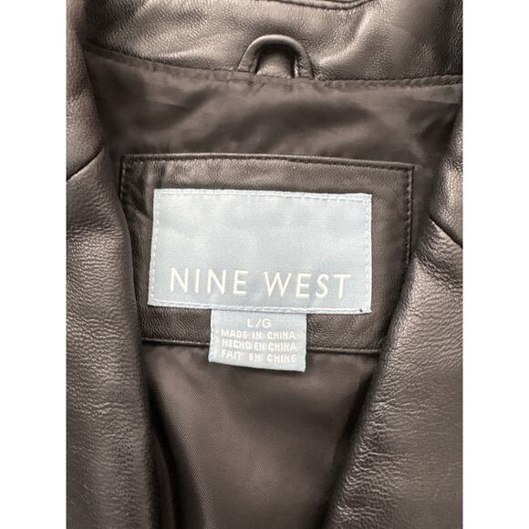 Vintage Nine West Black Leather Blazer Jacket L - Picture 2 of 4